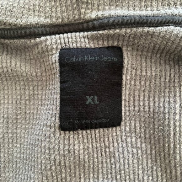 Unique Vintage Calvin Klein Gray Utility Military Style Jacket w Patch Pockets - Picture 7 of 11